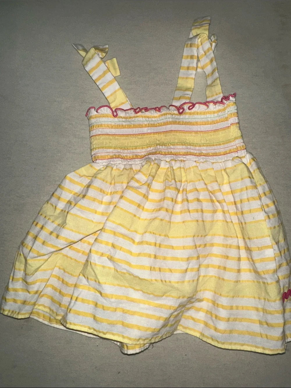 Kids Size 3T Goodlad Yellow Striped Sundress with Beach Appliques